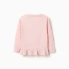 Long sleeve cotton T-shirt with Stitch print for girls, light pink