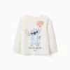 Long sleeve cotton T-shirt with Stitch is Cute print for girls, white