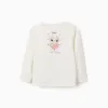 Long sleeve cotton T-shirt with Stitch is Cute print for girls, white