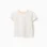 Cotton T-shirt with embroidered collar for girls, light beige/pink