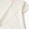 Cotton T-shirt with embroidered collar for girls, light beige/pink