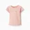 Cotton T-shirt with print and ruffled hem for girls, light pink