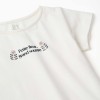 Cotton T-shirt with print and ruffled hem for girls, white