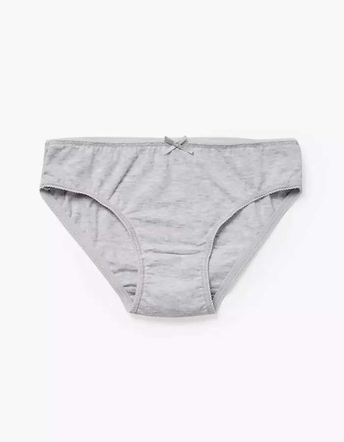 Pack of 5 Cotton Briefs Solid colours for Girls, White/Grey