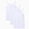 Pack of 3 Cotton Strappy Vest Tops for Girls, White