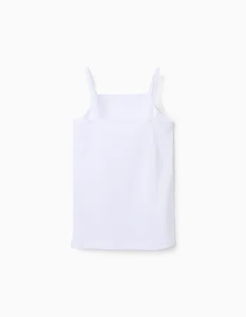 Pack of 3 Cotton Strappy Vest Tops for Girls, White