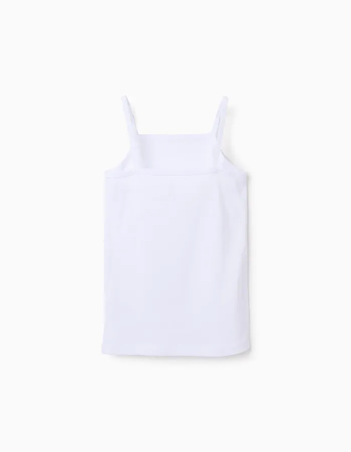 Pack of 3 Cotton Strappy Vest Tops for Girls, White