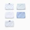Pack of 5 Briefs for Girls 'Stripes & Hearts', White/Blue