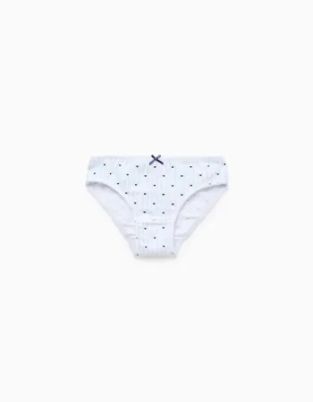 Pack of 5 Briefs for Girls 'Stripes & Hearts', White/Blue