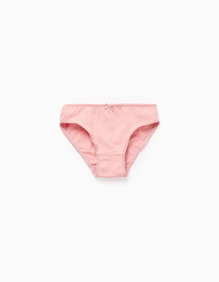 Pack of 5 Briefs for Girls 'Butterflies', White/Pink/Beige