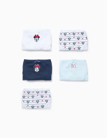 Pack of 5 knickers for Girls 'Minnie', White/Blue