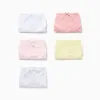 Pack of 5 cotton briefs with star motif for girls, pink/white/yellow