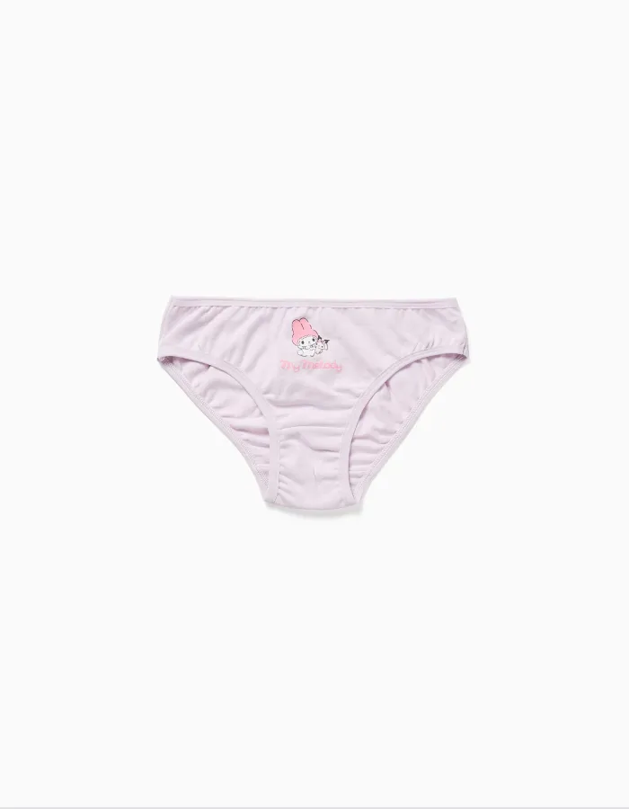 Pack of 5 cotton briefs with Kuromi prints for girls, multicolour