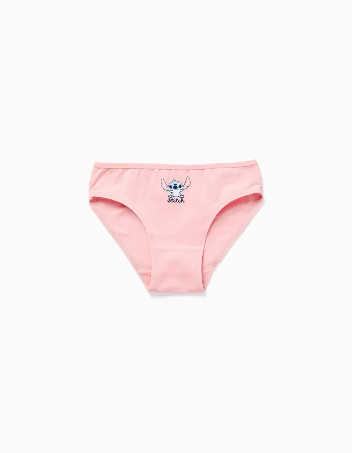 Pack of 5 cotton briefs with Stitch prints for girls, multicolour