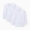 Pack of 3 long sleeve brushed cotton undershirts for girls, white