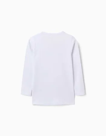 Pack of 3 long sleeve brushed cotton undershirts for girls, white