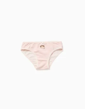 Pack of 5 cotton briefs with Jessie prints for girls, white/pink/blue