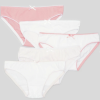 Pack of 5 Briefs for Girls 'Solid' Pink/White