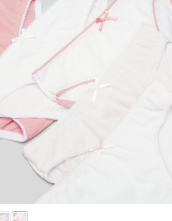 Pack of 5 Briefs for Girls 'Solid' Pink/White