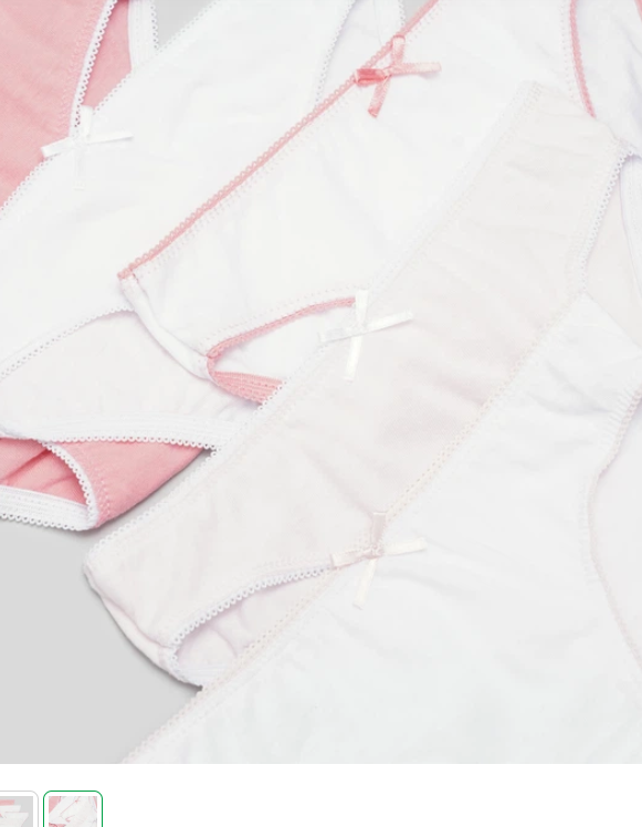 Pack of 5 Briefs for Girls 'Solid' Pink/White