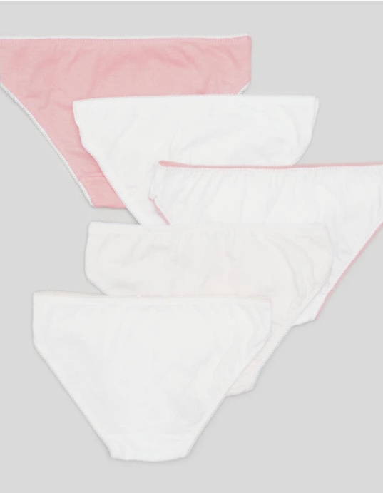 Pack of 5 Briefs for Girls 'Solid' Pink/White