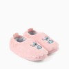 Plush slippers with Stitch embroidery for girls, light pink