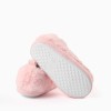 Plush slippers with Stitch embroidery for girls, light pink