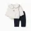 Brushed sweatshirt and joggers set for newborn girls, white/navy blue
