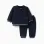 Brushed jogging set with stripes for newborn boys, navy blue