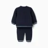 Brushed jogging set with stripes for newborn boys, navy blue