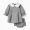 Cotton gingham dress with floral print for newborn girls, white/navy blue