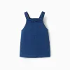 Denim pinafore dress with ruffles for newborn girls, blue
