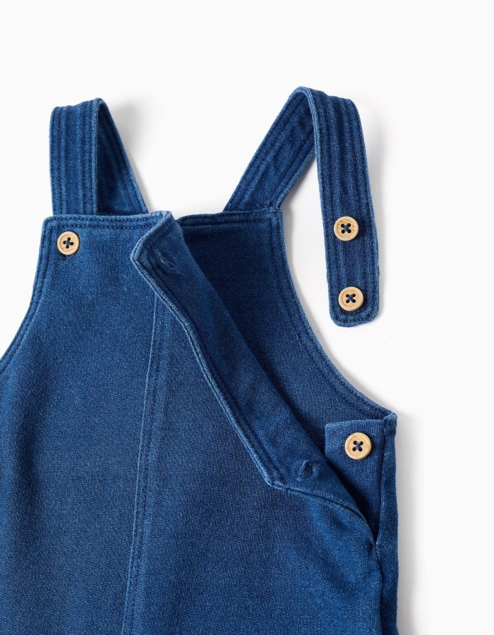 Denim dungarees with adjustable straps for newborns, blue
