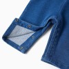 Denim dungarees with adjustable straps for newborns, blue