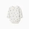 Long sleeve bodysuit with Minnie motif for newborn girls, white