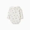 Long sleeve bodysuit with Minnie motif for newborn girls, white