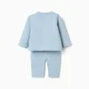 Brushed jogging set with embossed print for newborn boys, light blue
