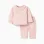 Brushed jogging set with embossed print for newborn girls, light pink