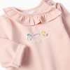 Brushed jogging set with embossed print for newborn girls, light pink