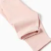 Brushed jogging set with embossed print for newborn girls, light pink