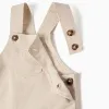 Twill dungarees with front pocket for newborn boys, light beige