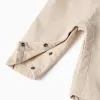 Twill dungarees with front pocket for newborn boys, light beige