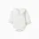 Long sleeve cotton bodysuit with ruffles for newborn girls, white