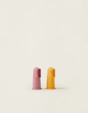 2 Toothbrushes with Case Nattou Pink/Yellow