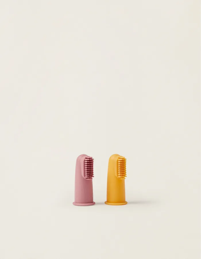 2 Toothbrushes with Case Nattou Pink/Yellow