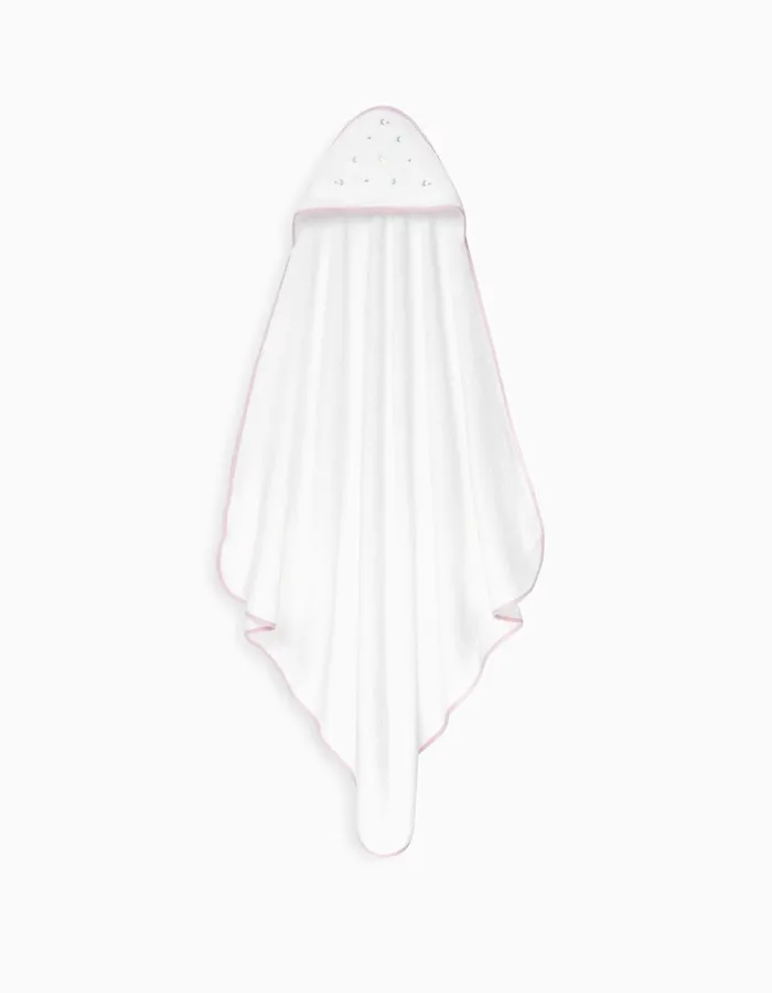 Hooded Bath Towel Interbaby Stars 100x100 cm, Pink