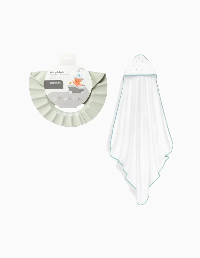 Hooded Bath Towel Interbaby Stars 100x100 cm, Green