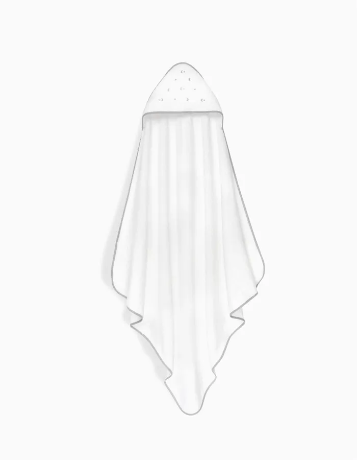 Hooded Bath Towel Interbaby Stars 100x100 cm, Grey