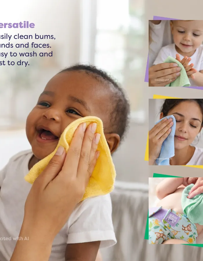 Pack of 10 Reusable Baby Wipes Bambino Mio