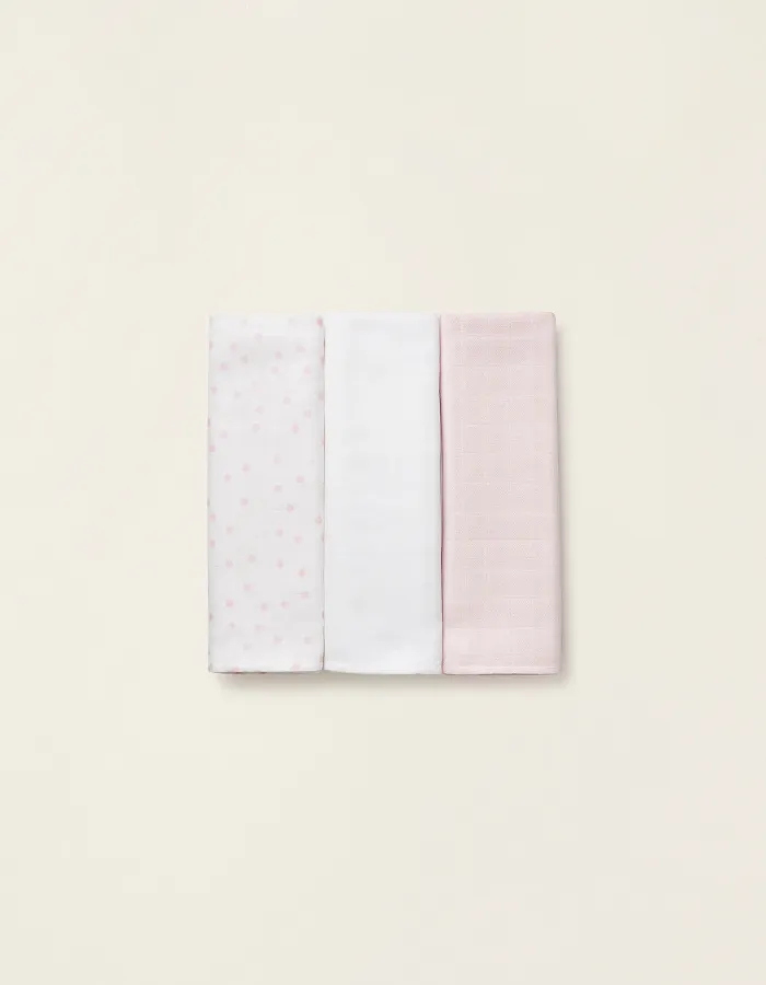 3 Muslin Squares 65 X 65 CM ZY BABY PINK